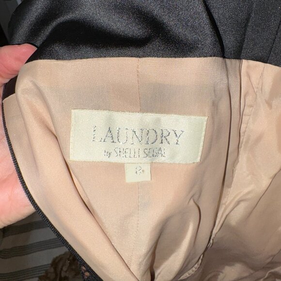 90s sz 8 Black Lace Mini Dress Laundry by Shelli Segal - Picture 6 of 7